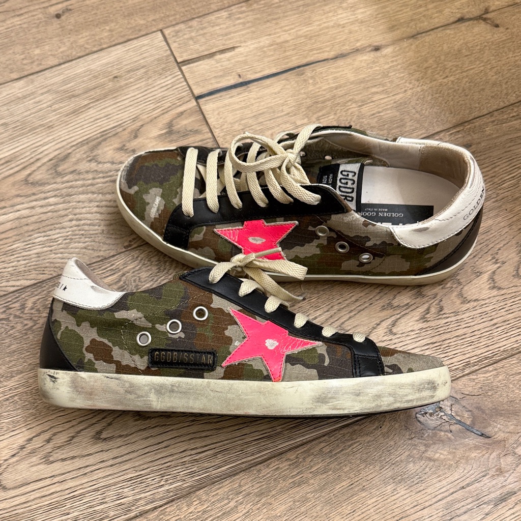 Golden Goose Camouflage Sneakers With Bright Pink Star 8 Eu